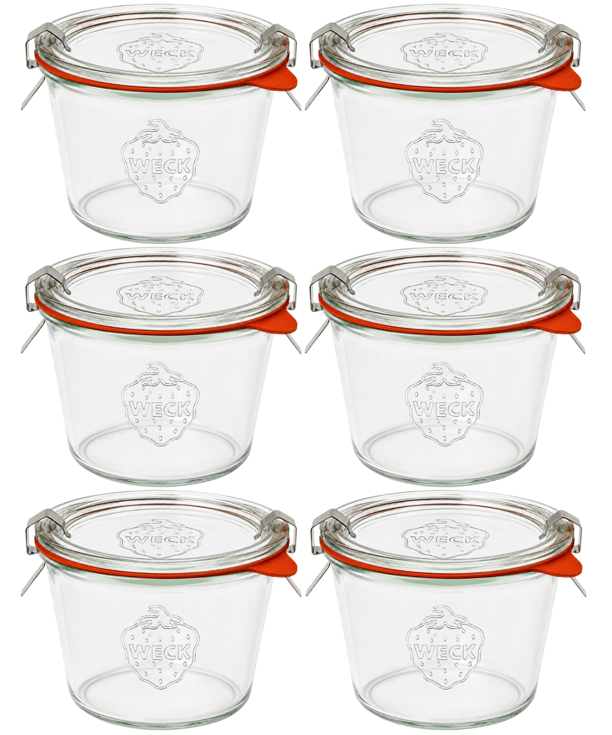Weck 741 - 0.25 Liter Mold Jars with Lids - 6 Rings and 12 Clamps