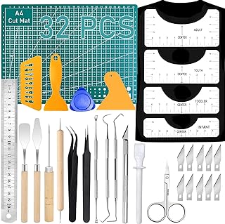 32Pack Vinyl Weeding Tools with T-Shirt Alignment Ruler Kit, Weeding Tools for Vinyl, Vinyl Weeding Tools Kit for Weeding Vinyl, DIY Christmas Gifts, Craft, Silhouettes, Cameos, Cutting, Scrapbook