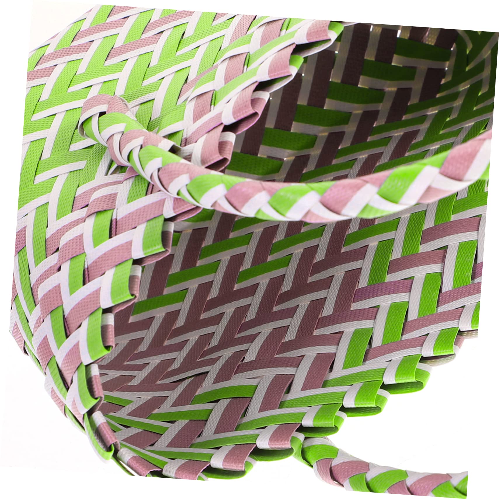 SOLUSTRE Panier Tissé Portable Multifonction pour Plage et Courses Panier à Fruits et Pique PVC Tissé Vert