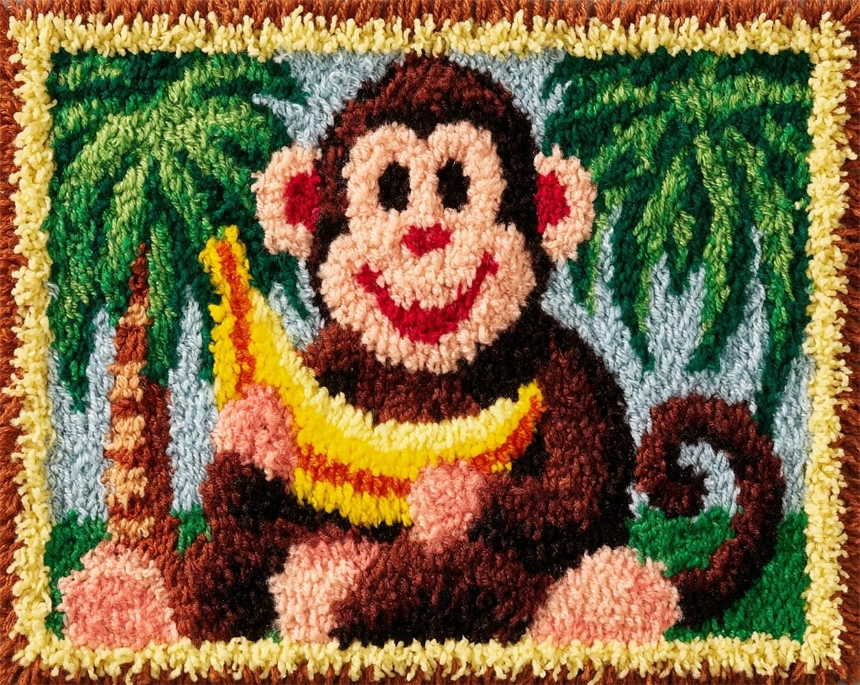 FWRTYCB Latch Hook Rug Kits,Monkey and Banana