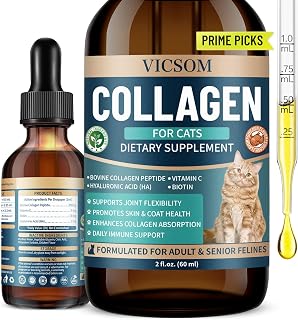 Liquid Collagen for Cats, Cat Joint Supplement for Cat with Bovine Collagens, Biotin & Vitamin C, Mobility & Flexibility, Itch Relief, Skin, Coat & Immunity Support, Cat Joint Supplement for Cats