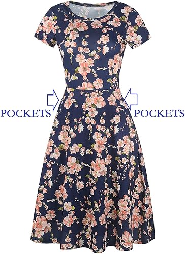 Miniatura 6 de HELYO - Vestido elegante para mujer, diseño informal acampanado estilo vintage de los años 50, con estampado floral y bolsillos, largo hasta la