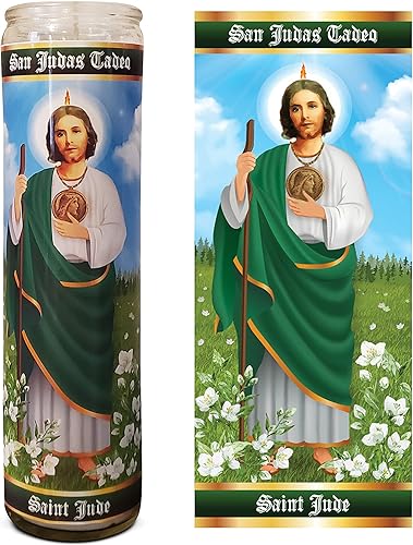 Judas the Apóstol Tadeo San Judas San Judas Tadeo Patrón de Causas Desesperadas y Perdidas Vela devocional de oración (V2), cristal blanco sin
