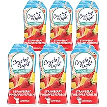 Crystal Light Liquid Strawberry Pineapple Refresh Naturally Flavored Drink Mix with Caffeine, 1.62 fl oz Bottle Pack of 6