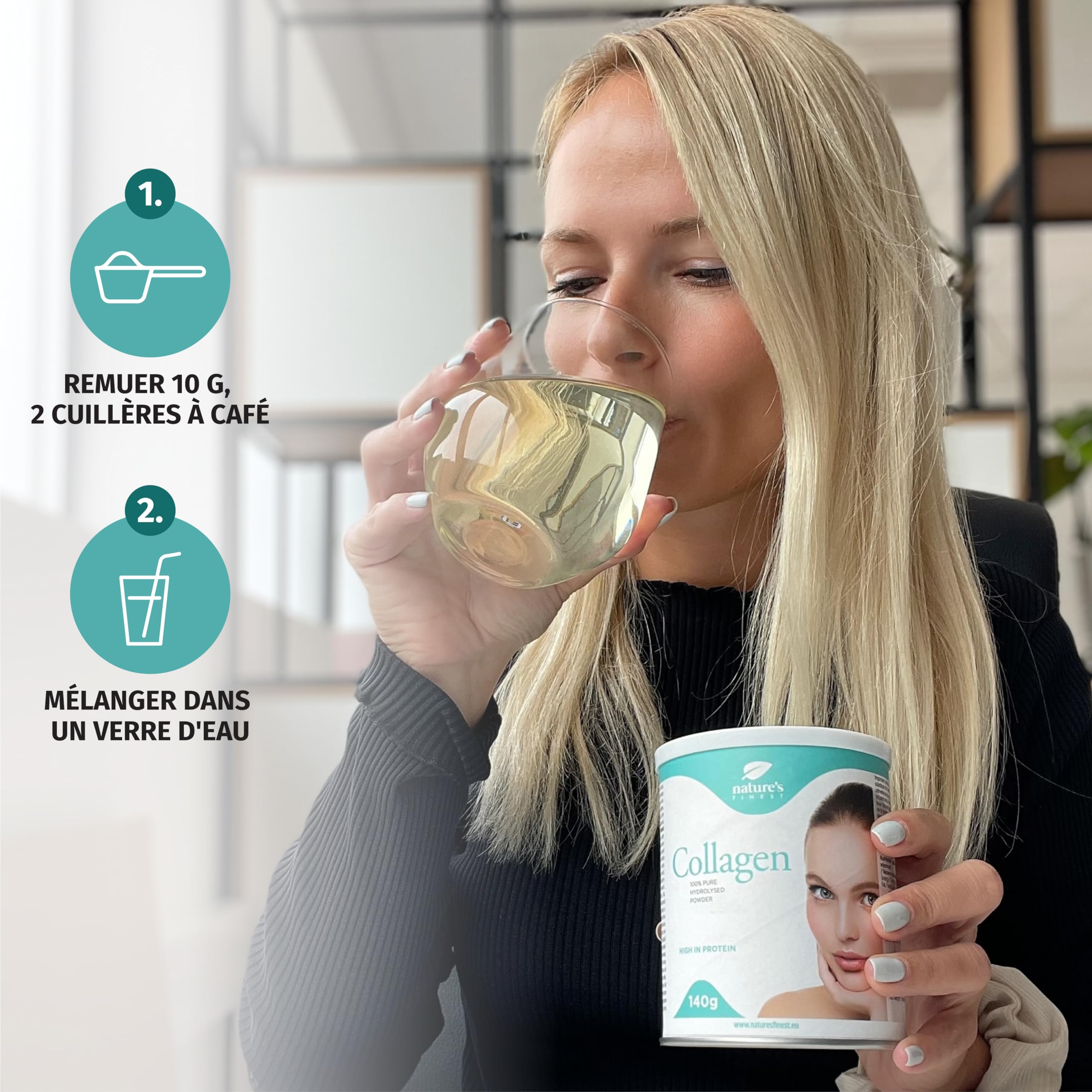 Nature's Finest by Nutrisslim Collagène en Poudre Hydrolysé 100% Naturel, Collagène Bovin Pur Sans Additifs, Optimise l'Absorption - Sans Édulcorants ou Arômes Artificiels