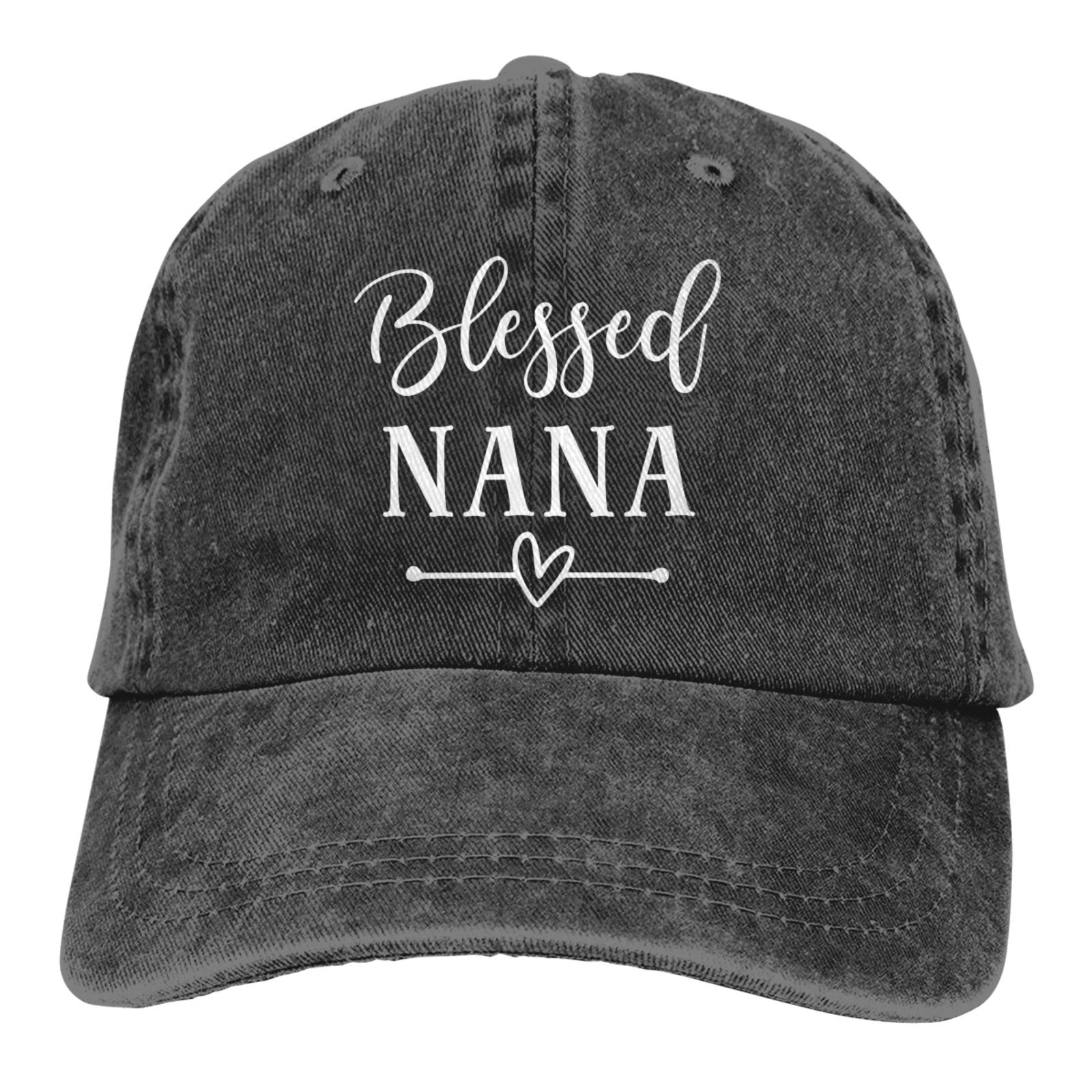WaldealWomen's Blessed Grandma Hats Washed Denim Adjustable Baseball Cap for Mom