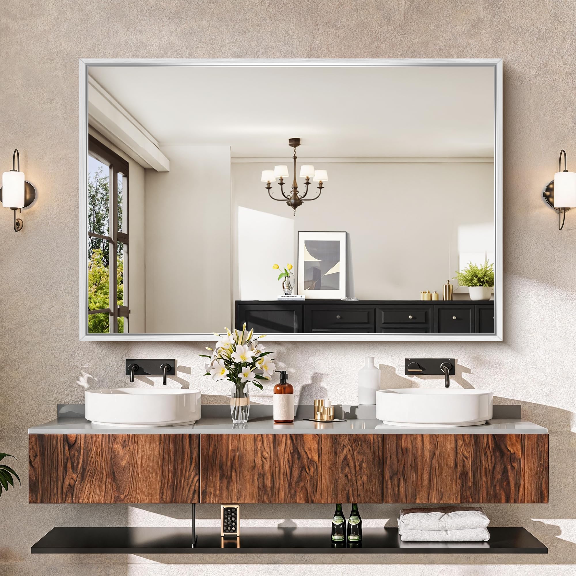 CIRCUMI 60x40 Brushed Silver Mirror