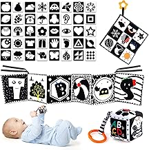 Baby Toy 0-12 Months Fabric Book - Black and White - Black and White Card - Baby Montessori - Baby - Sensory Book - Baby - Montessori - Baby Learning Toy