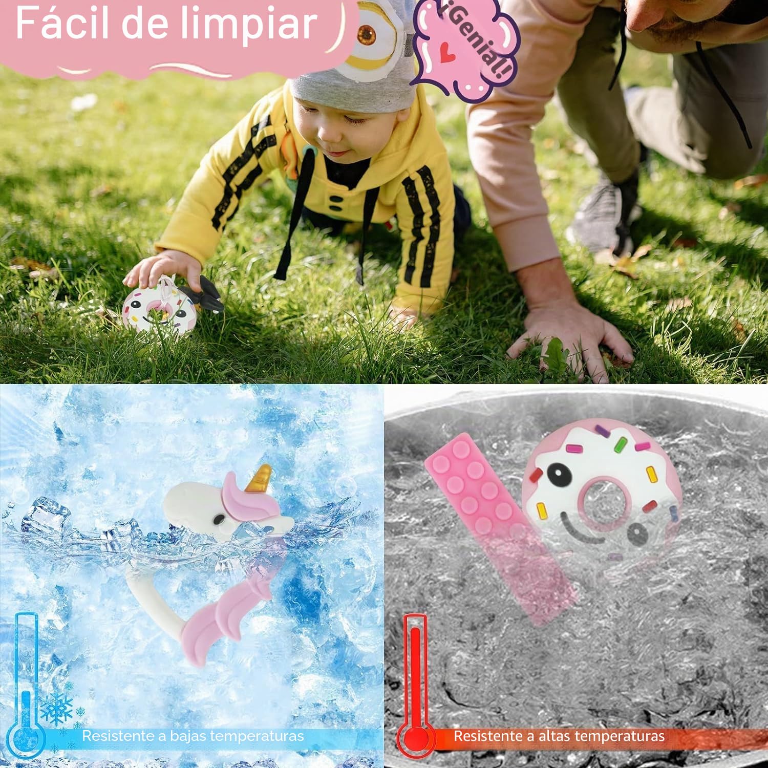 Mordedor para Bebé, 6 Piezas Mordedores Refrigerante, Autismo Masticar Colgante, Collar de Lactancia, Masticar Collar Perfecto para Niños con TDAH, Dentición, Autismo, Necesidad de Morder (Rosa)