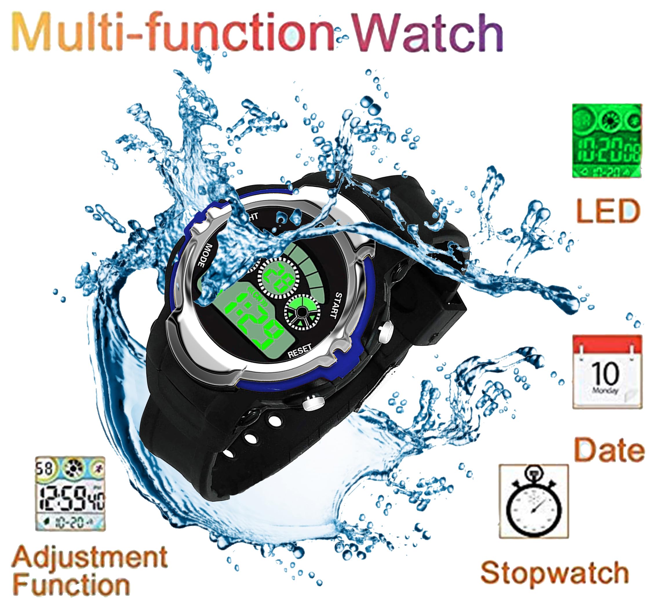 Time Up Digital Dial Couple Combo Light Stopwatch Waterproof School Kids Watch for Him & Her (Age:4-14 Years)-CMB-YS1811-X (NavyBlue-Purple) 2