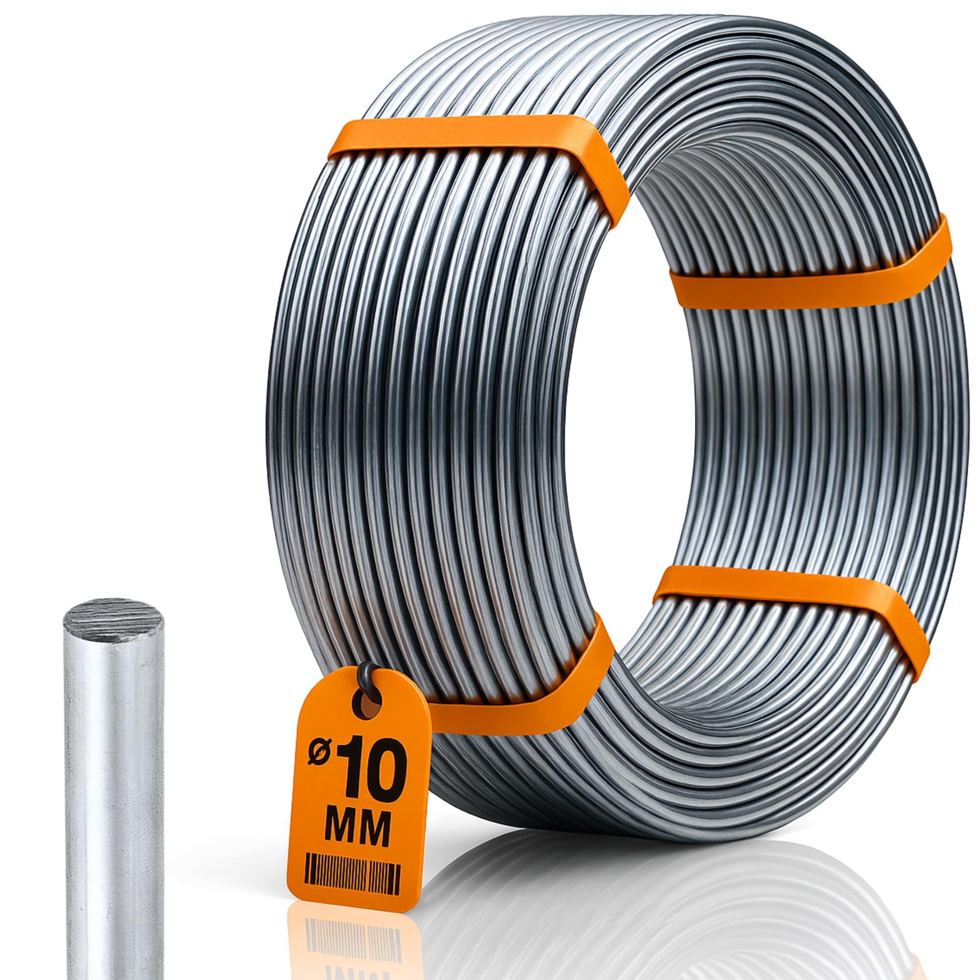 HausHeld® drut okrągły z ochroną odgromową 45 m – aluminiowy fi10 mm | drut uziemiający AlMgSi | wysokiej jakości odgromnik | elastyczny i odporny na korozję drut uziemiający | towar sprzedawany na