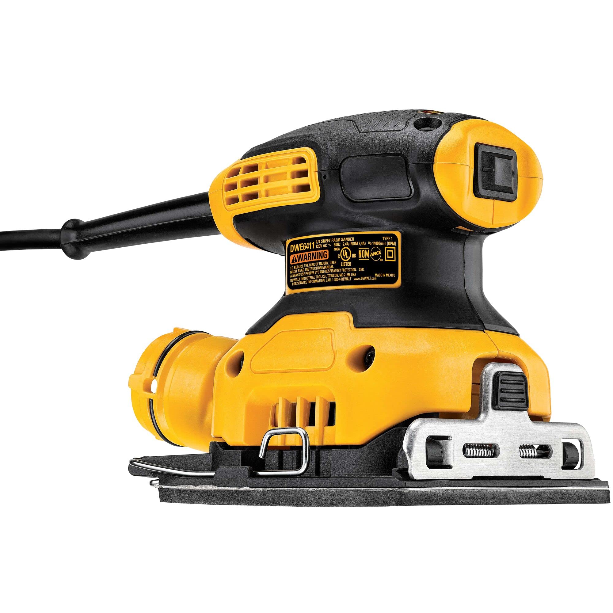 DEWALT Ponceuse Vibrante 1/4 de Feuille, avec Sac à Poussières et Adaptateur d'Aspiration - 230 W - 14000 orb/min, DWE6411-QS + DEWALT Feuille K40, 115 x 115 mm, Set de 10 Pièces, DT3020-QZ