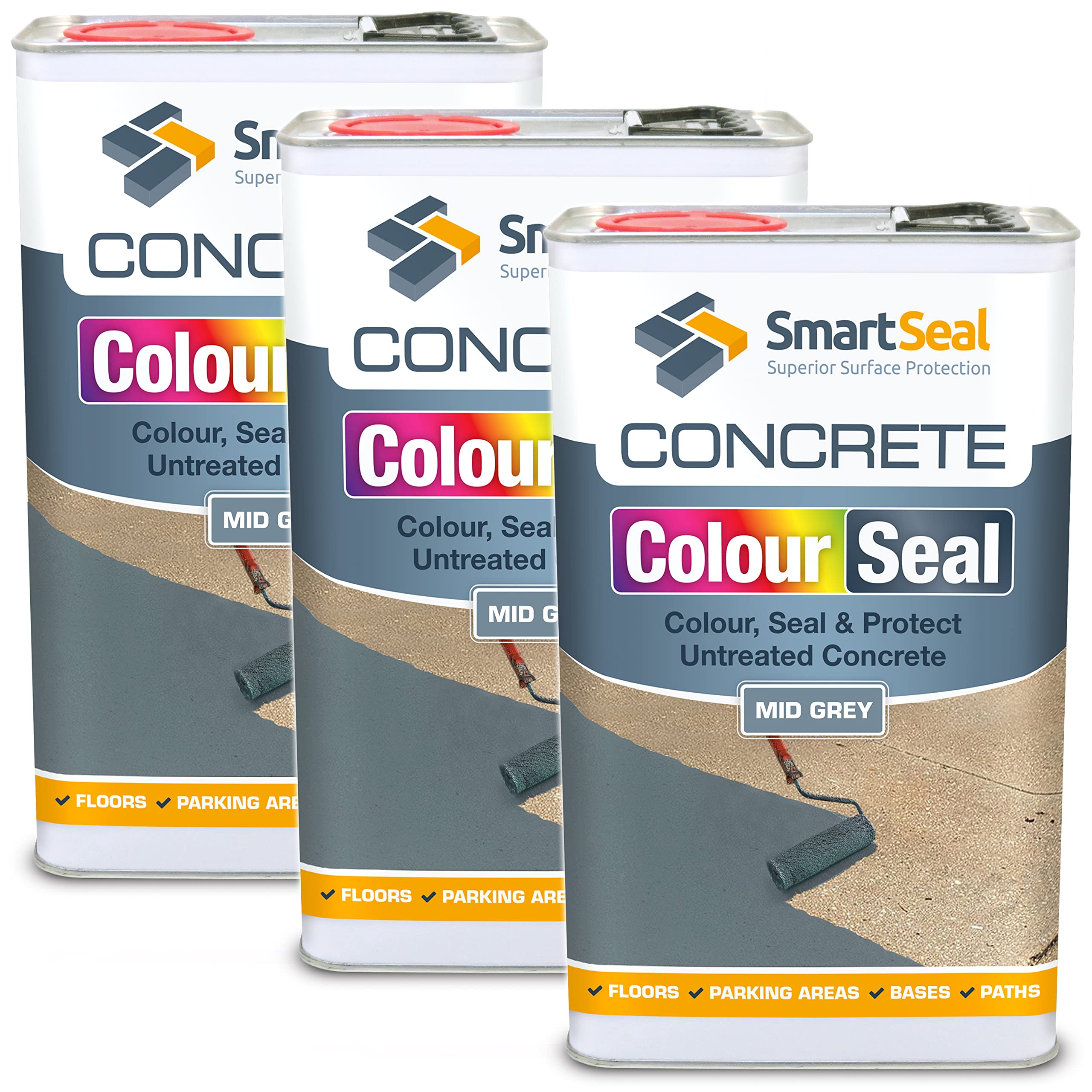 SmartSeal Coloured Concrete Sealer (Mid Grey, 3 x 5L) - Professional Sealant to Recolour, Protect & Transform Floors - Durable Alternative to Concrete Paint - Hard-Wearing Finish โ image 1