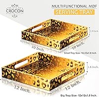 Vista 3 de Crocon Juego de 2 bandejas otomanas cuadradas de MDF, centros de mesa multiusos para comedor, bandejas decorativas para mesa de café, decoración