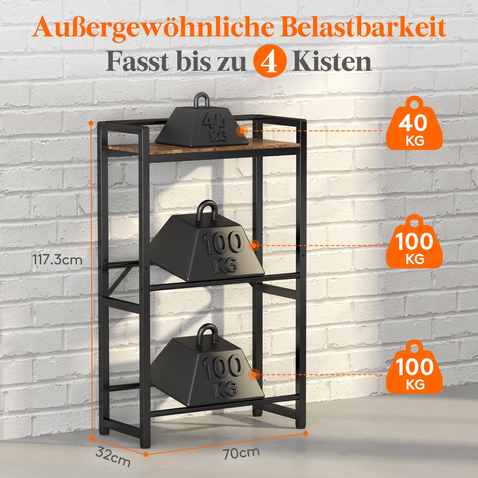Lifewit Getränkekistenregal 4 kisten mit Ablage aus Metall, Vintage Braun | Stabil Kistenregal trag. 240 kg, Getränkeregal, Bierkisten Regal, Wasserkasten Regal für Bier Getränke Wasser Gemüse Obst bar
