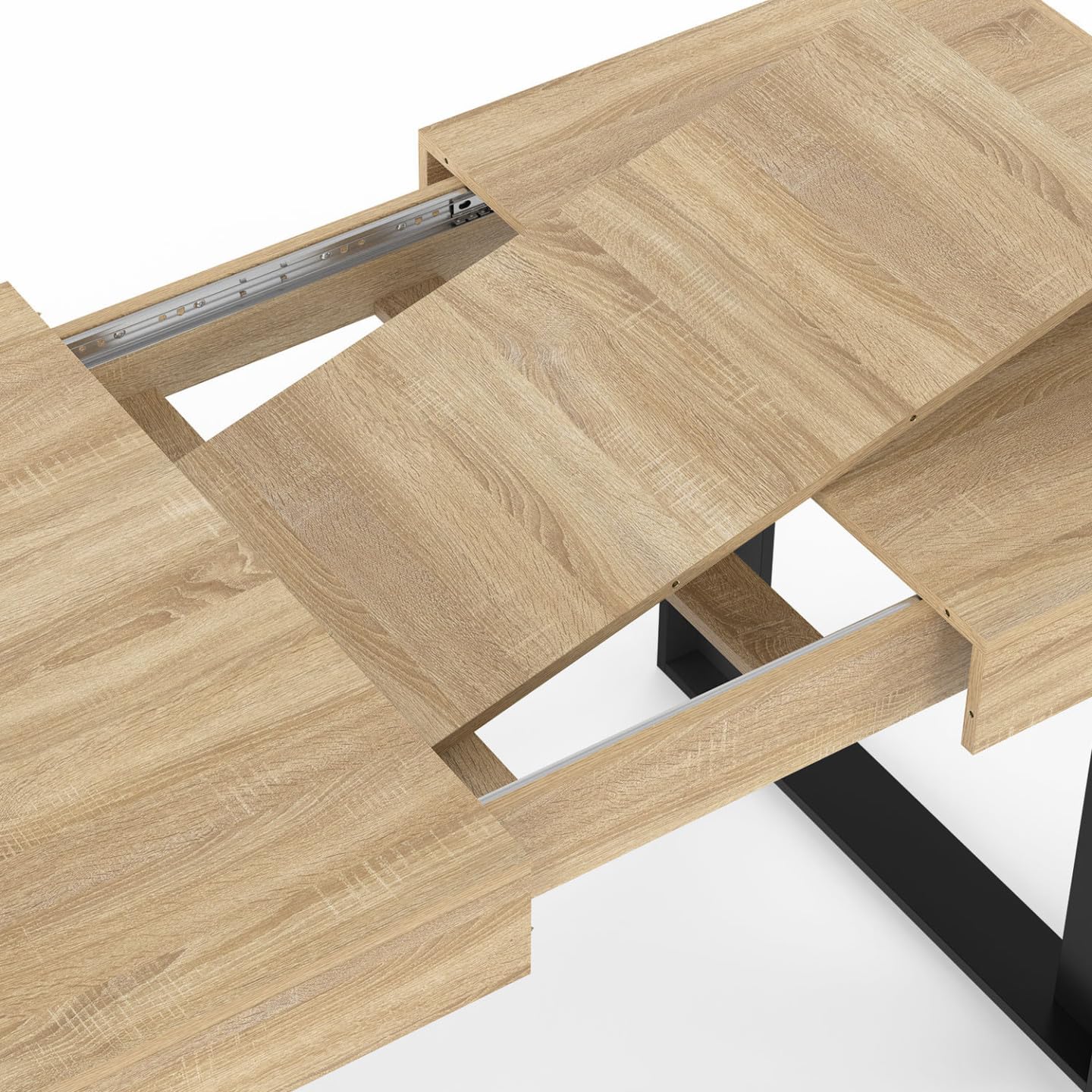 IDMarket - Mesa de comedor rectangular extensible PHOENIX 4-6 personas, madera y negro 120-160 cm