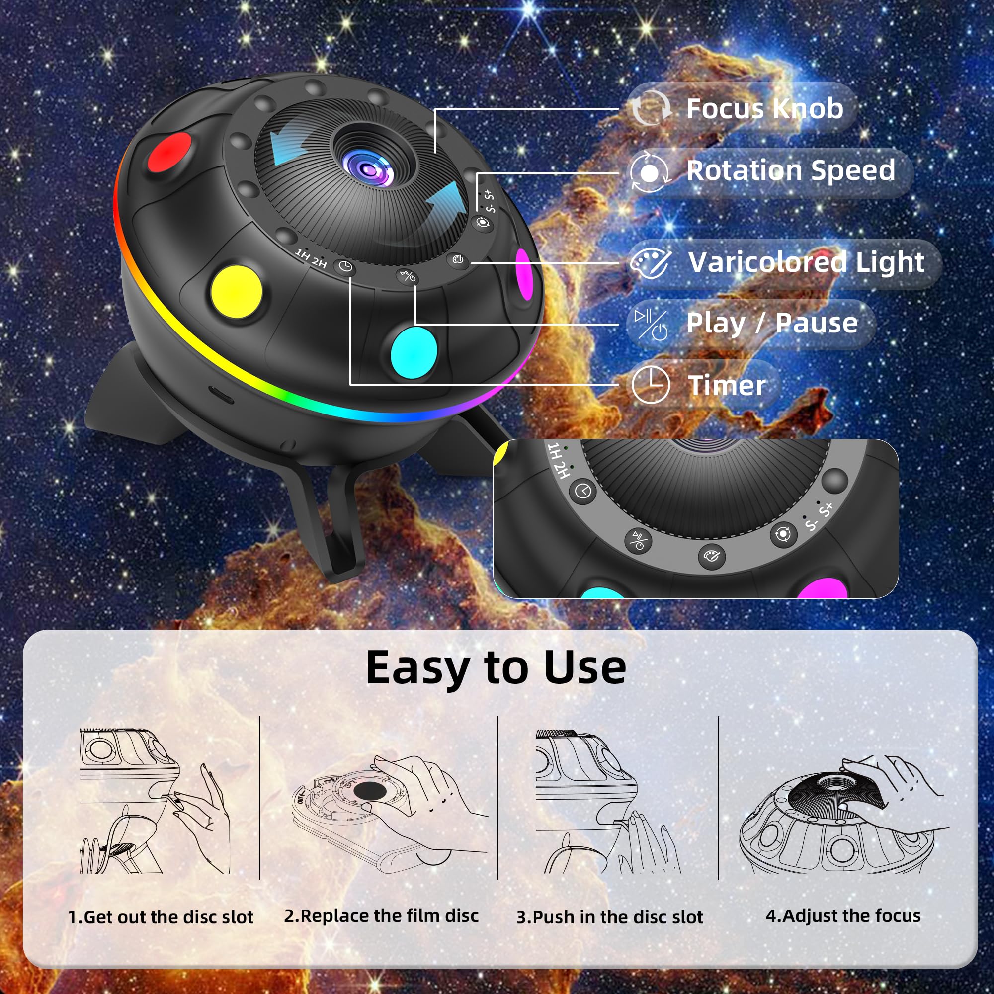 Galaxy Projector for Bedroom, 13 in 1 Planetarium Star Projector