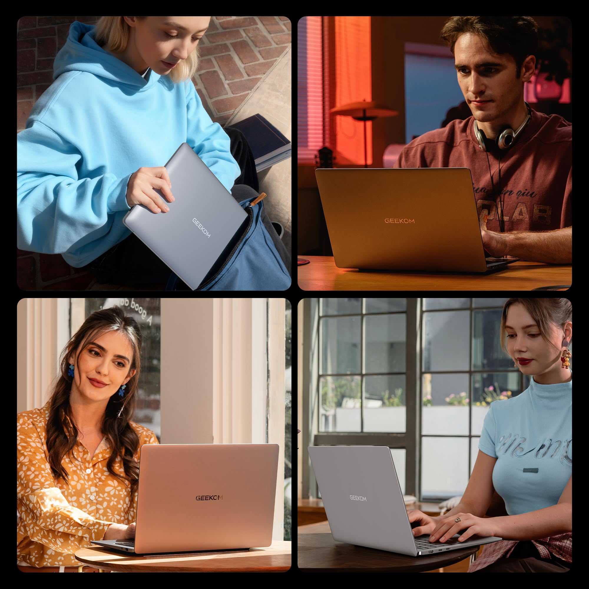 GEEKOM GeekBook X14 Pro Laptop, 999 g Ultraleicht, 14" 2.8K OLED, Ultra 9-185H, 32GB LPDDR5x RAM 7500MT/s, 1TB SSD, 2X USB4, Fingerprint & Webcam-Schieber, bis zu 16 h Akku, Copilot+, Windows 11 Pro