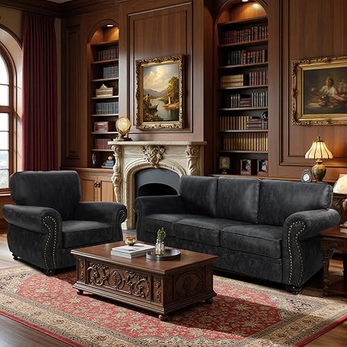 Miniatura 1 de Juegos de muebles de sala de estar, juegos de sofá y juegos de sofá para sala de estar, sofás vintage de mediados de siglo con diseño de remaches