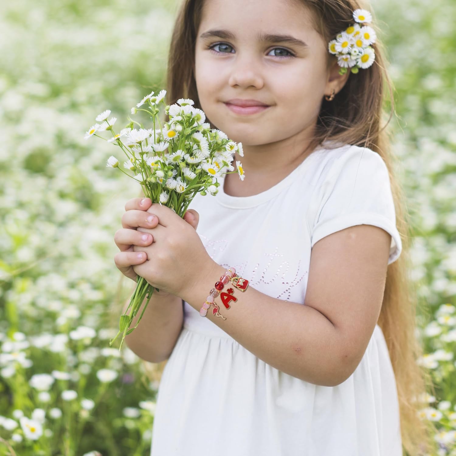 5PCS Beaded Charm Bracelets for Girls Flamingo Dainty Kawaii Crystal Beads Bracelets Set for Teens Girls Adjustable Stretch Bracelet Birthday Graduation Gift For Daughter Niece Granddaughter - Image 4