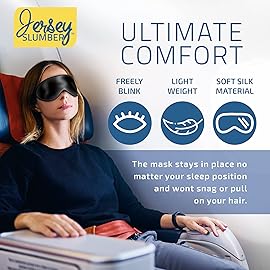 Silk Sleep Eye Mask for Men Women, Comfortable Super Soft Eye Mask with Adjustable Strap, 100% Pure Silk, Blocks Light, Jersey Slumber (Black, 1 Count (Pack of 2))