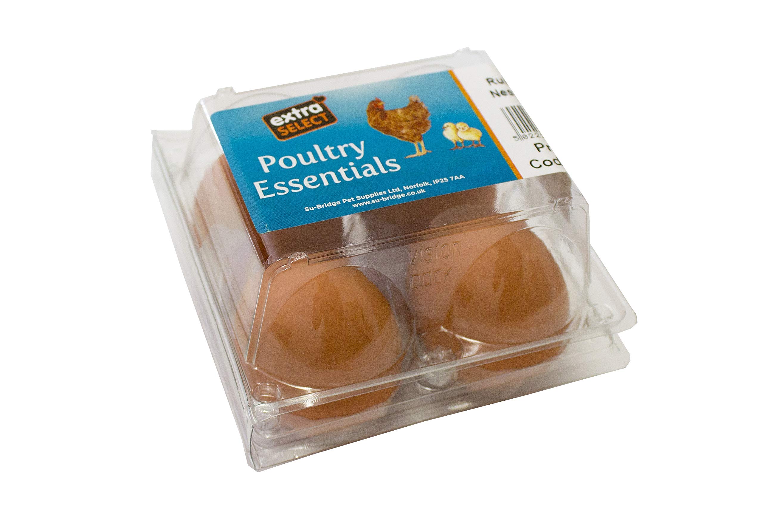 Extra Select Brown Rubber Poultry Eggs (Pack of 4) - Dummy Eggs for Nesting, Brooding & Egg-Eating Prevention