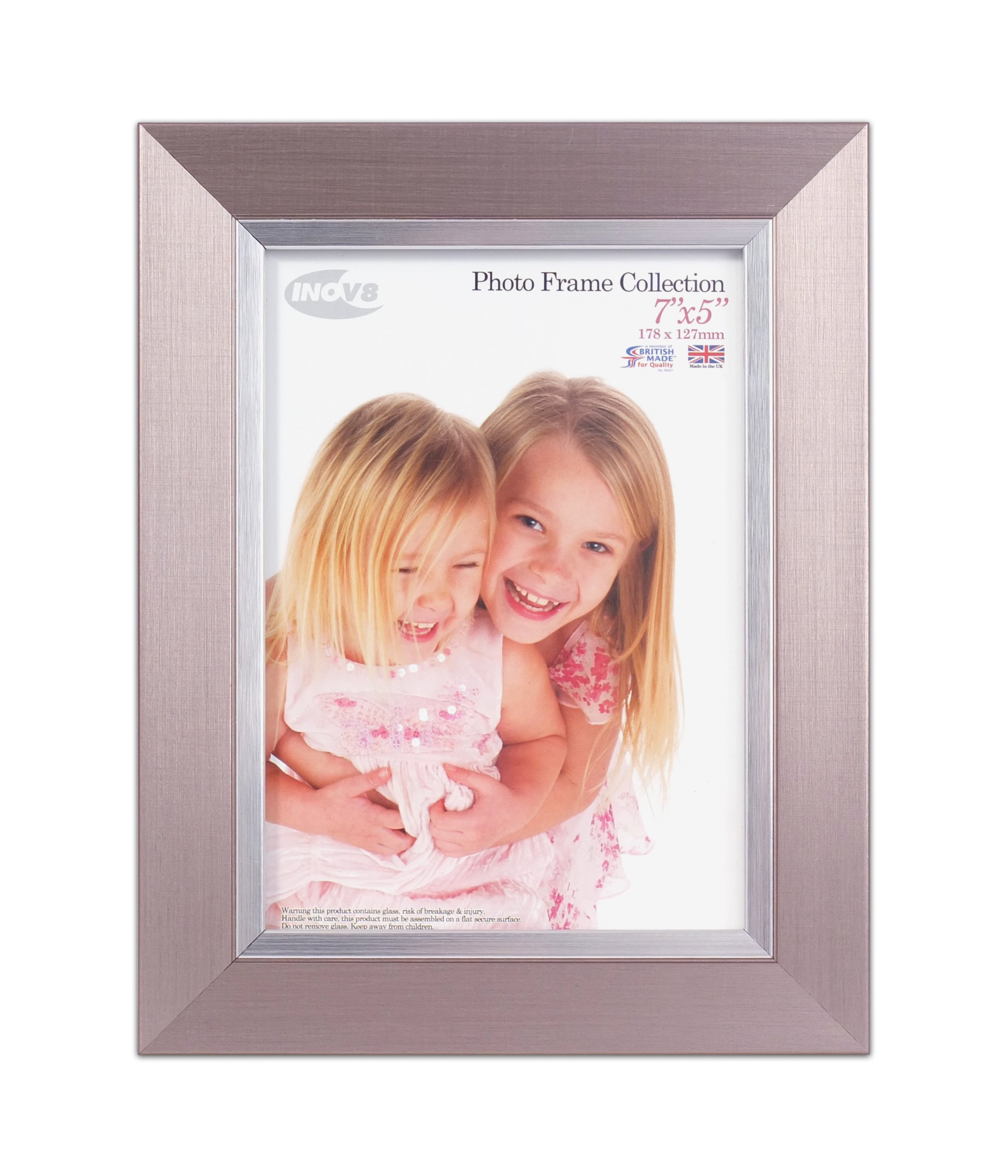 Inov8 British Made Traditional Picture/Photo Frame, Pewter Silver Inset, 7x5-inch, Pewter Silver Inset, PFES-PWSI-75
