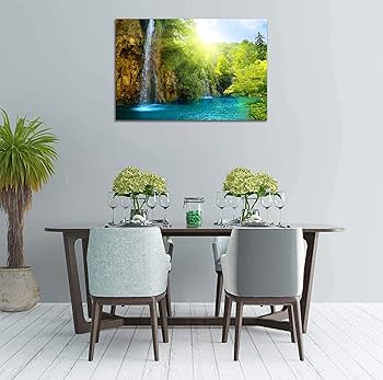 Amazon.co.jp: アートパネル 森林 ポスター 滝の絵 風水絵画