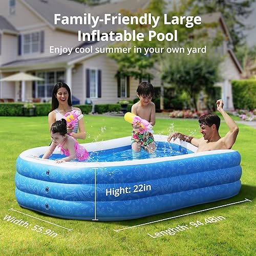 Miniatura 2 de AKASO Piscina inflable 945 x 56 x 22 pulgadas piscina inflable para niños piscina familiar para niños y adultos niños pequeños al aire libre jardín