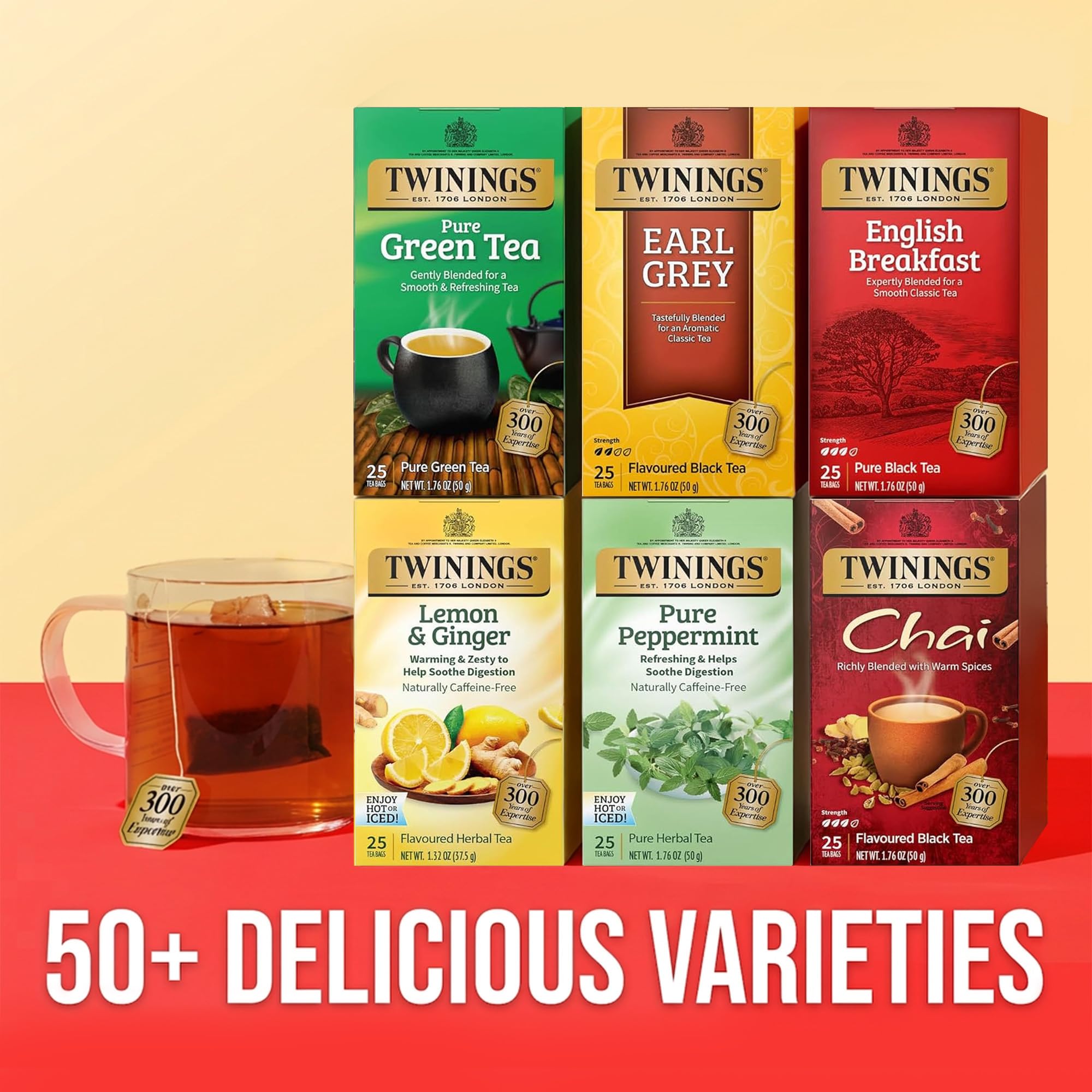 twins出品茶 Amazon.com : Twinings Variety Pack Tea Bags, 25 Count (Pack of 6