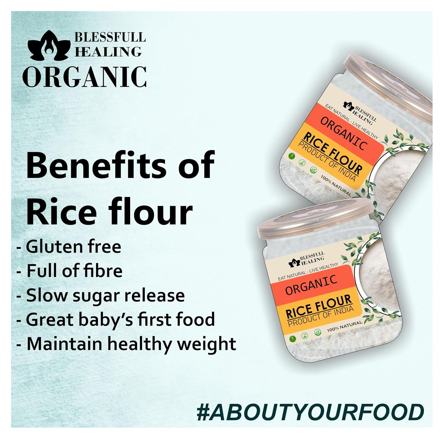 Blessfull Healing Organice RICE FLOUR 2 lb (907 Gram)
