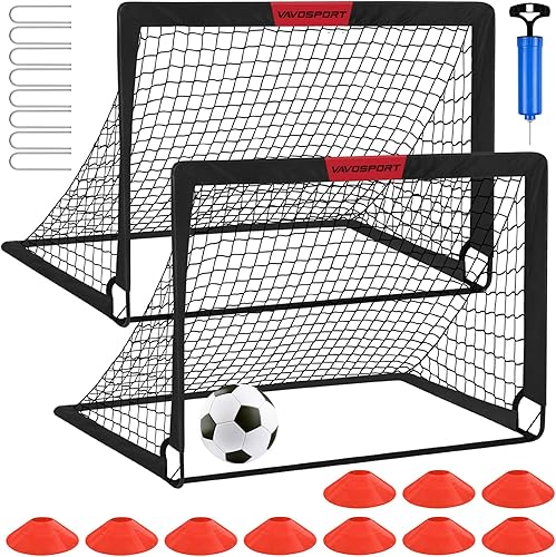 Kids Soccer Goals for Backyard Set - 2 of 4' x 3' Portable Soccer Goal Training Equipment, Pop Up Toddler Soccer Net with Soccer Ball, Stocking Stuffers for Kids Youth Outdoor Games, Sports Play Gifts