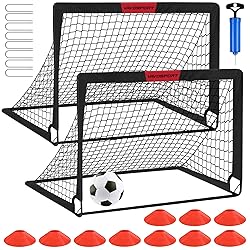 Kids Soccer Goals for Backyard Set - 2 of 4' x 3' Portable Soccer Goal Training Equipment, Pop Up Toddler Soccer Net with Soccer Ball, Soccer Set for Kids and Youth Outdoor Games, Sports, Play