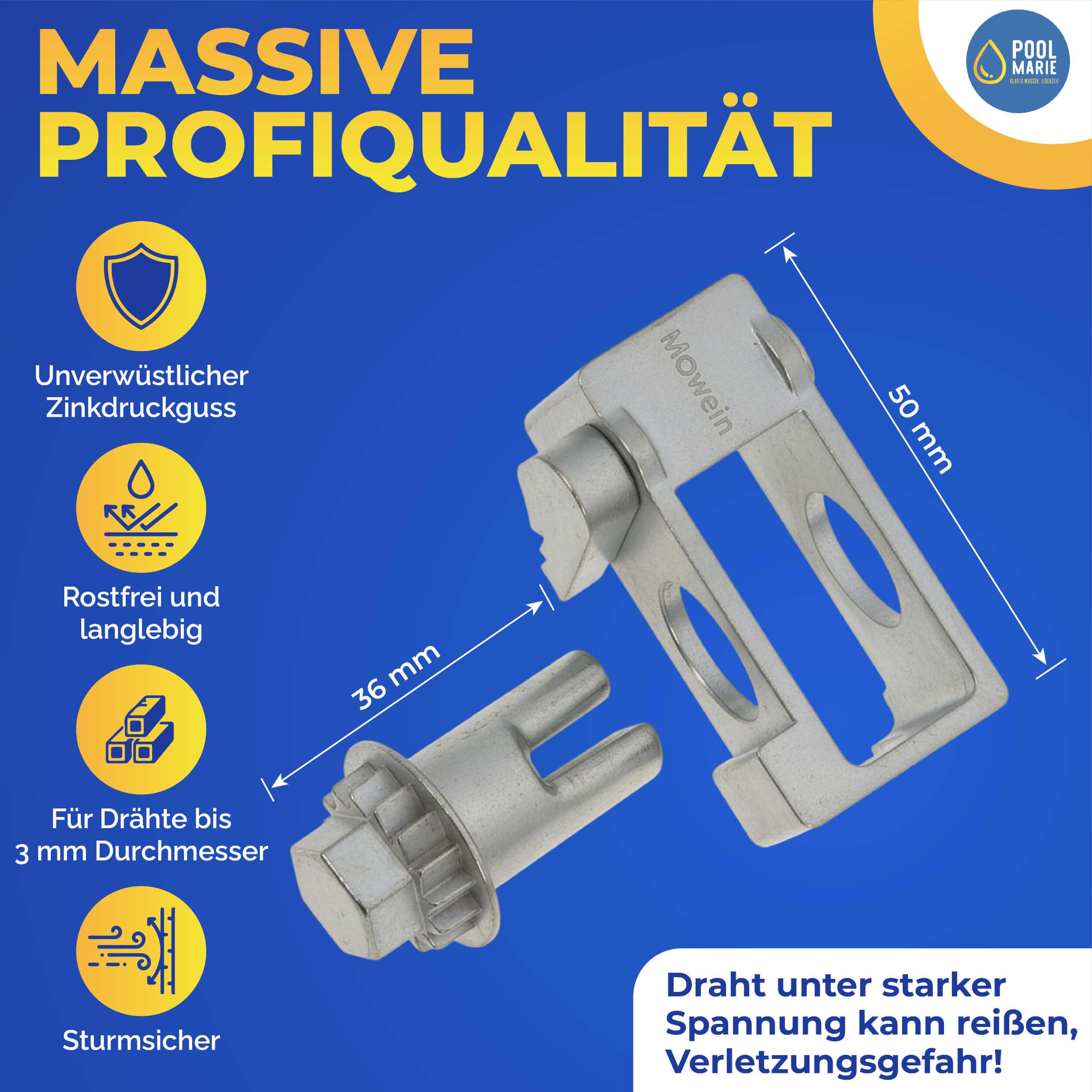 Drahtspanner 2er-Set aus Zinkdruckguss – sturmsicher, nachspannbar ohne Durchtrennen, Made in Germany – für Poolplane, Poolabdeckung, Zaun & Drahtseil – PoolMarie