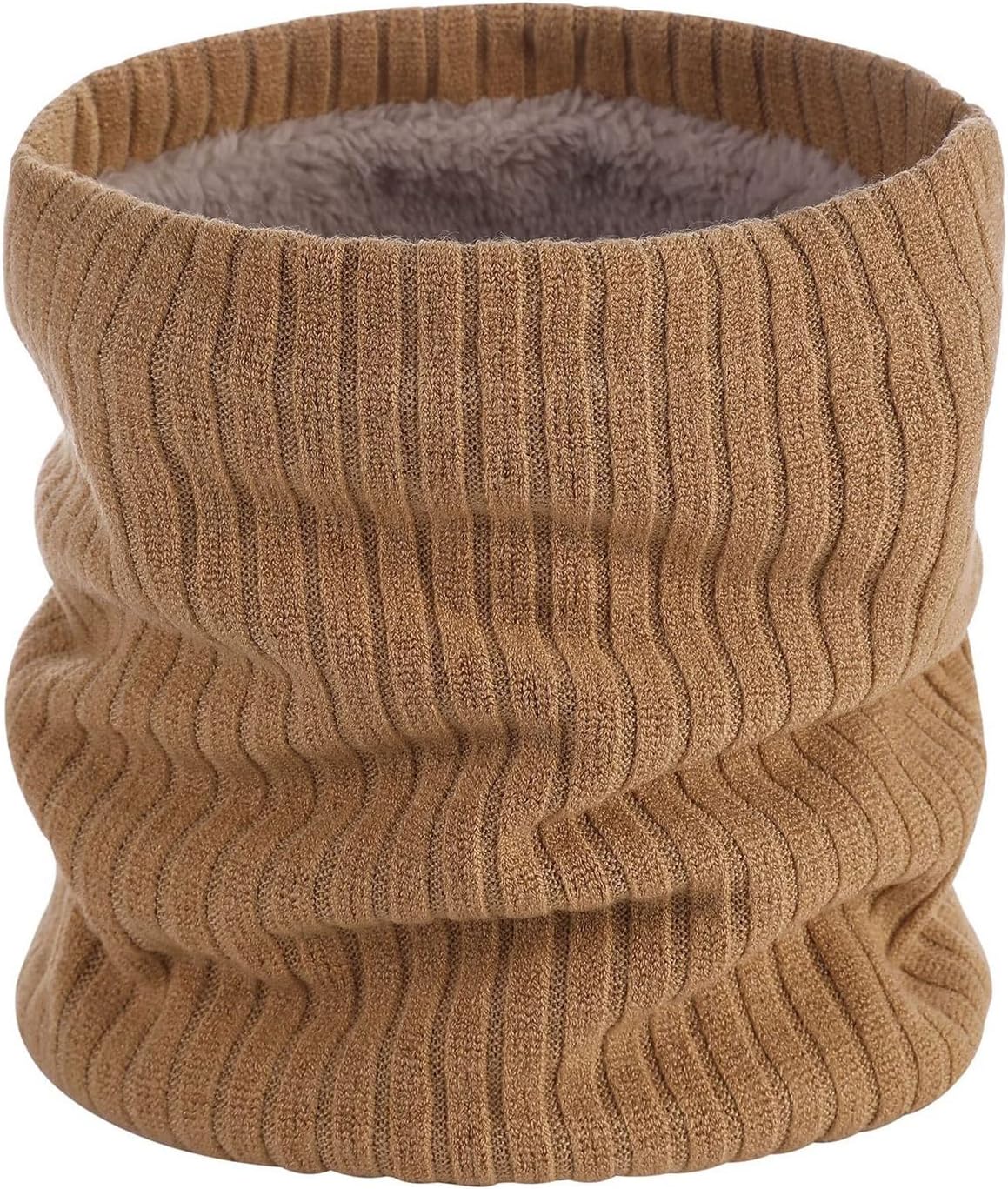 Winter Neck Gaiters Men, Neck Warmer Women Thermal Thick Warm Fleece Lined Cold Weather, Scarf for Skiing (Color : Khaki, Size : 25 * 21 * 2cm)
