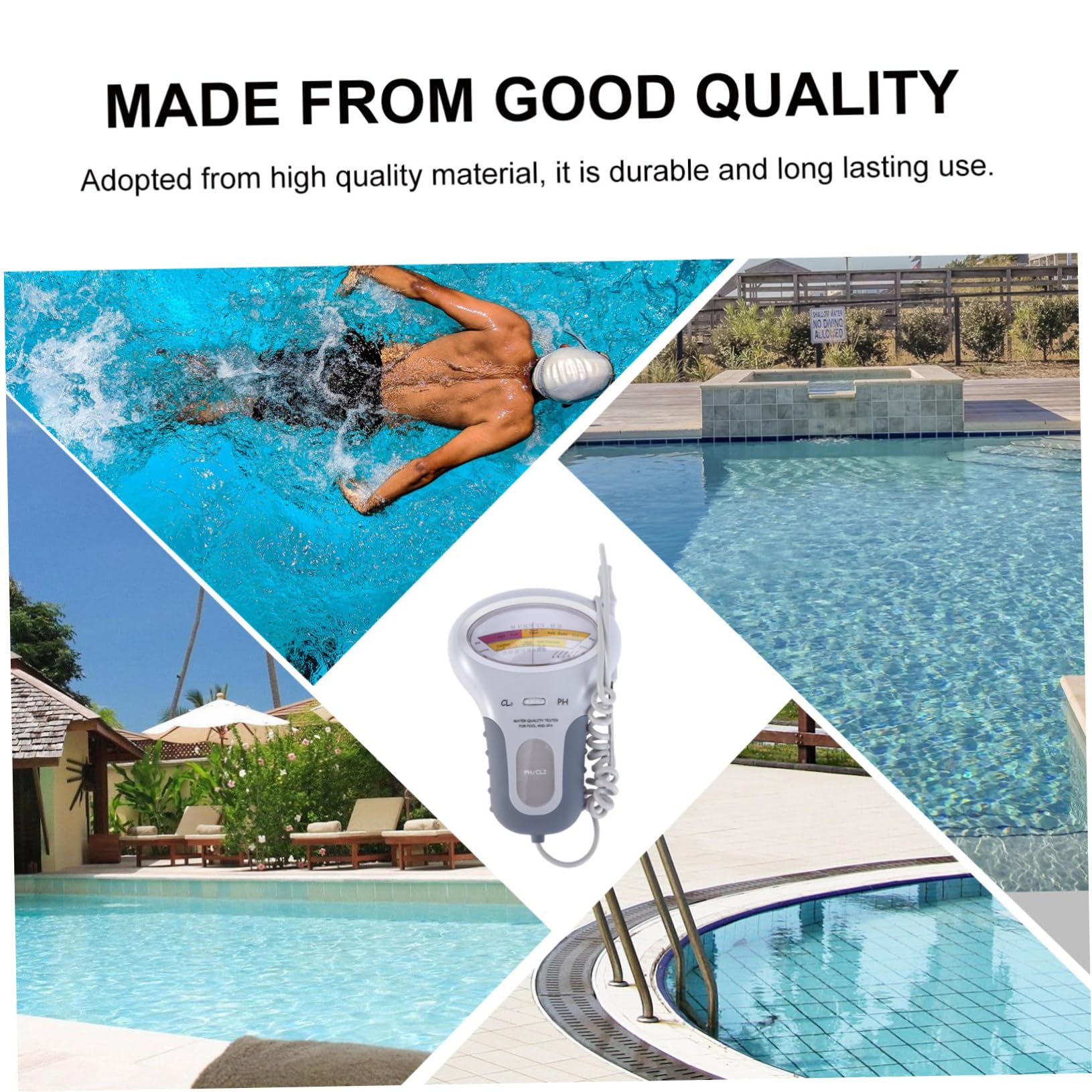 Medidor de Calidad del Agua para Piscinas y Spas, Medidor Portátil de Ph y Cloro Cl2 Material Plástico Blanco para Monitoreo Rutinario en Diferentes Fuentes de Agua