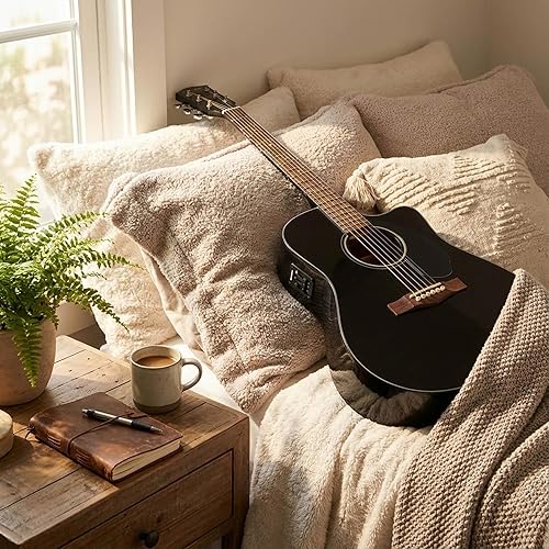 Miniatura 8 de Fender CD-60SCE Dreadnought - Guitarra acústica electroeléctrica de tapa sólida - Paquete negro con estuche duro, cable de instrumento, afinador,