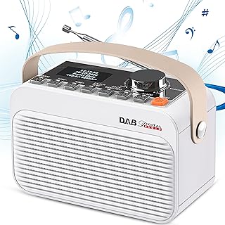 Greadio DAB/DAB+Digital Radio, DAB Radio with Bluetooth, Portable Mains and Battery Powered Rechargeable FM Radio, Best Reception, 80 Preset Stations, Clearly LED Display, Dual Alarms, TF/USB Drive