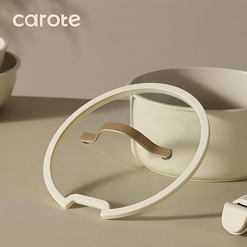 Miniatura 7 de CAROTE Juego de 20 ollas y sartenes, juego de utensilios de cocina antiadherentes, mango desmontable, juegos de utensilios de cocina con mango