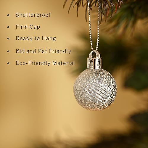 Miniatura 4 de DecorbyHannah - Juego de adornos de Navidad de 45 quilates, inastillables, varios mini adornos de Navidad blancos y negros para decoración de