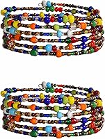 TEMBO AFRICA Set of 2 Handmade Multicolored Beaded Wrap Bracelets for Women - Boho Jewelry Gifts
