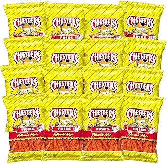 Chester's Flamin' Hot Fries - Snack Pack of 16 Gluten Free Healthy Chips & Crisps- Bulk Snacks & Individual Chips - Variety Chips for All Adults, Teenagers, and Kids Snacks, 1.75 Ounce Bags