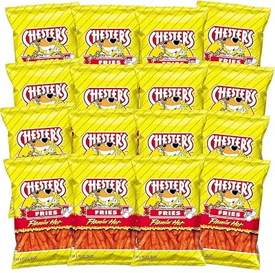 Chesters Flamin Hot Fries - Snack Pack of 16 Gluten Free Healthy Chips & Crisps- Bulk Snacks & Individual Chips - Variety Chips for All Adults, Teenagers, and Kids Snacks, 1.75 Ounce Bags