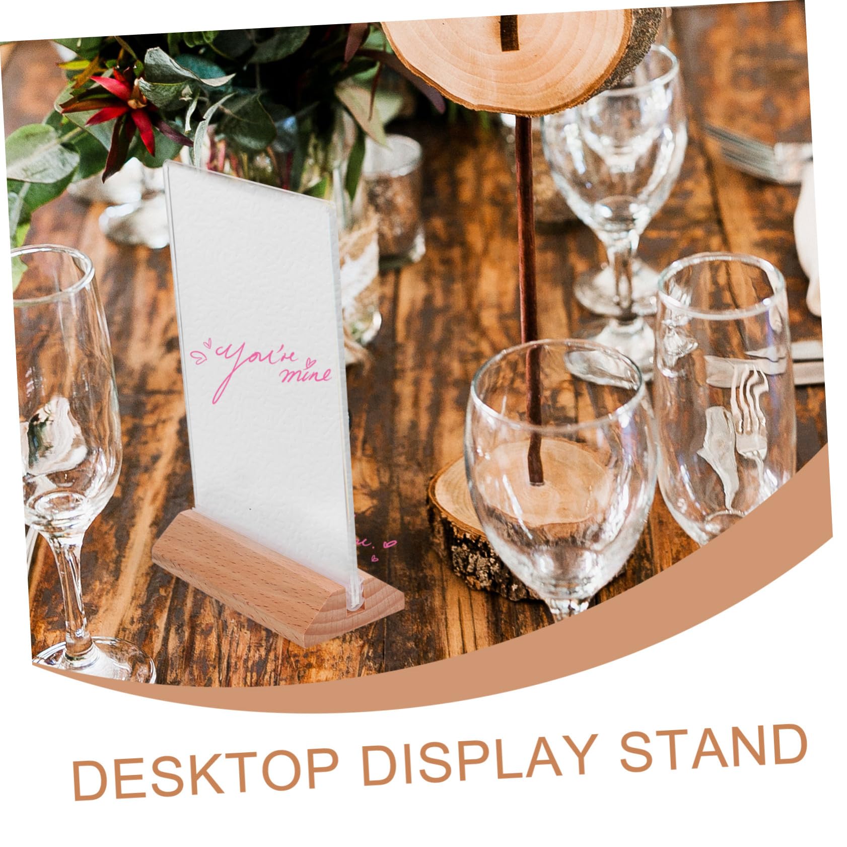 6 Stück Teiliges Klarsicht Schildhalter mit Natürlichem Holzsockel Klarer Display ständer für Poster Leichter Stabiler Tischaufsteller für Büro Restaurant Zuhause