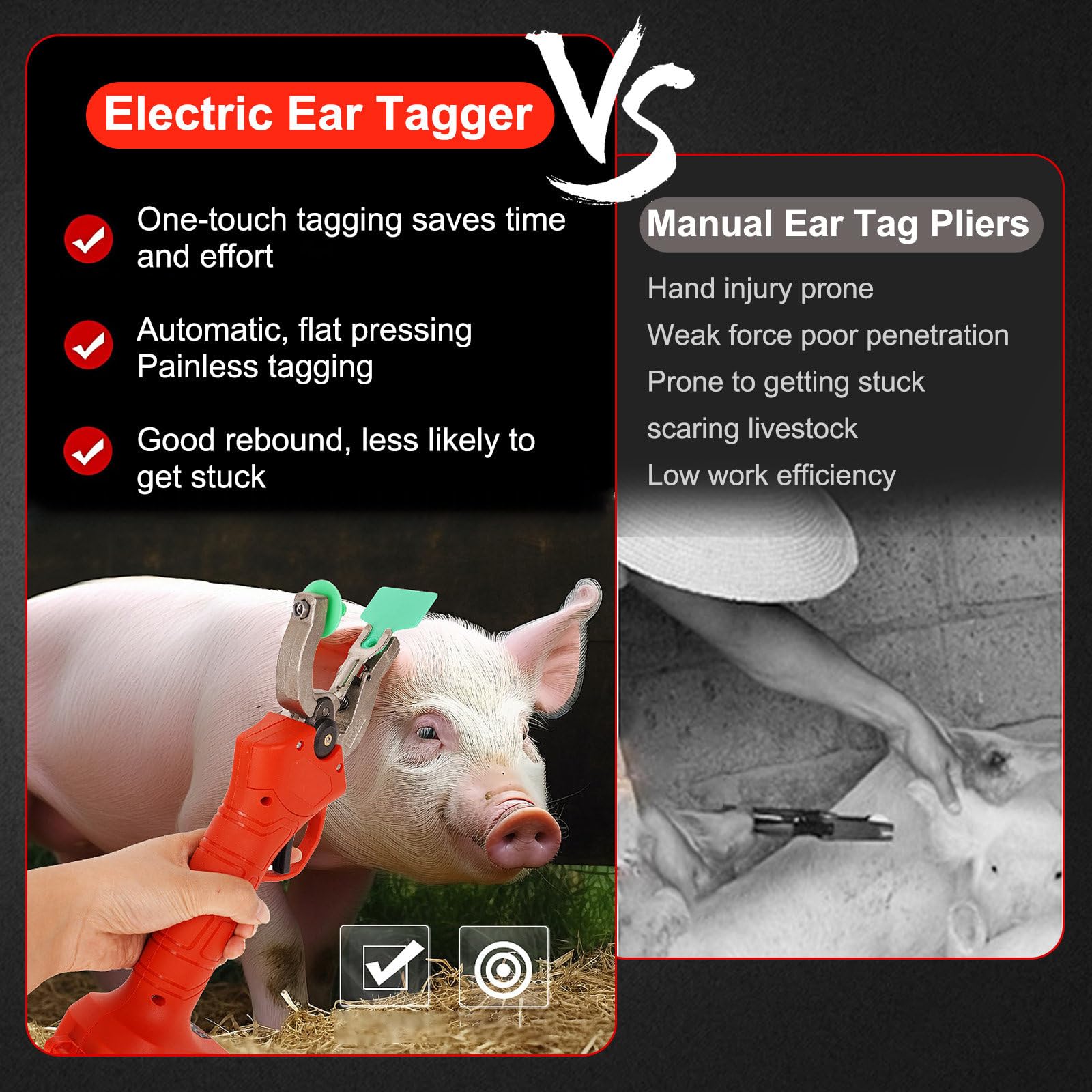 Akku-Ohrmarkenzange, Wiederaufladbarer Tiermarkierer, 2 Batterien Und 6 Ersatznadeln – Schnelle Und Schmerzfreie Markierung Für Schweine Und Schafe