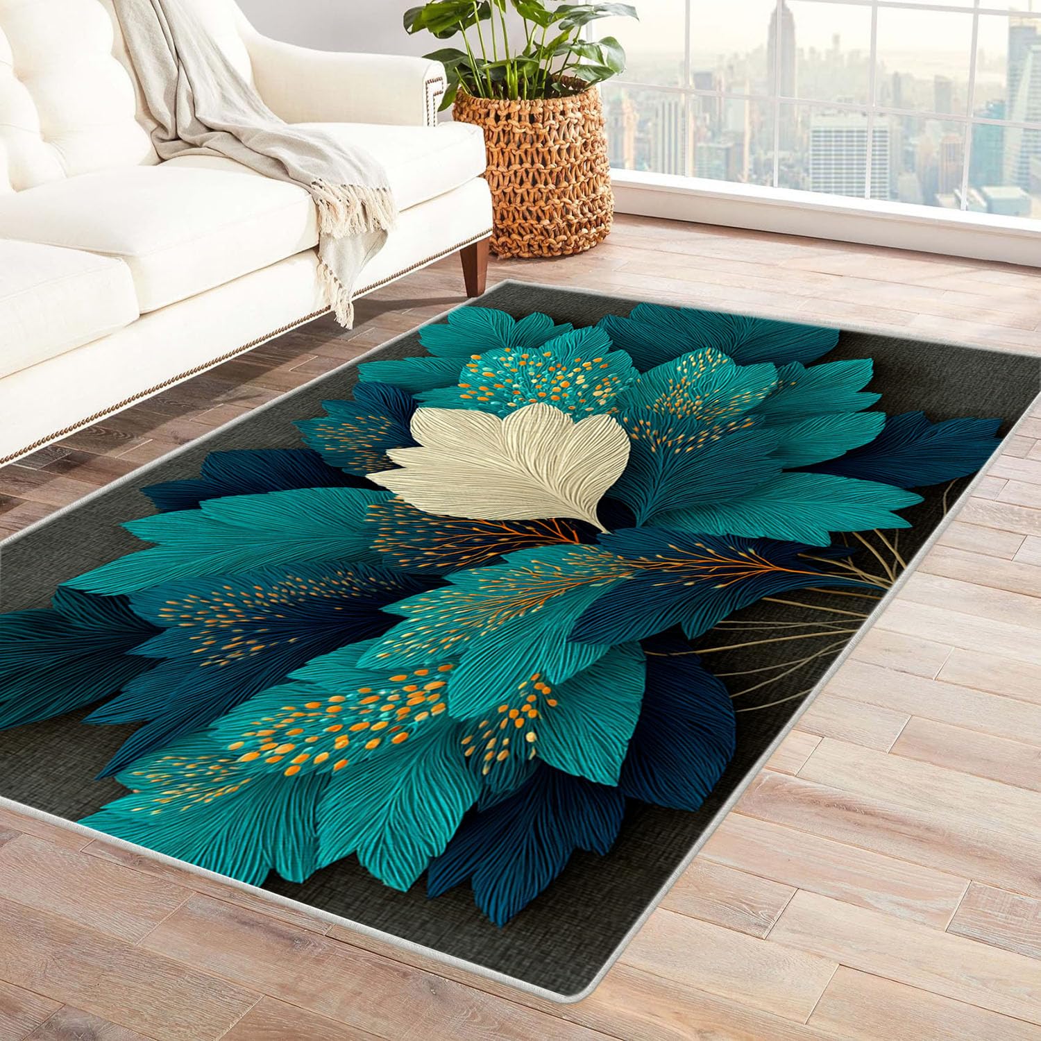 Moquette extérieur intérieur grand tapis salon moderne bleu lavable