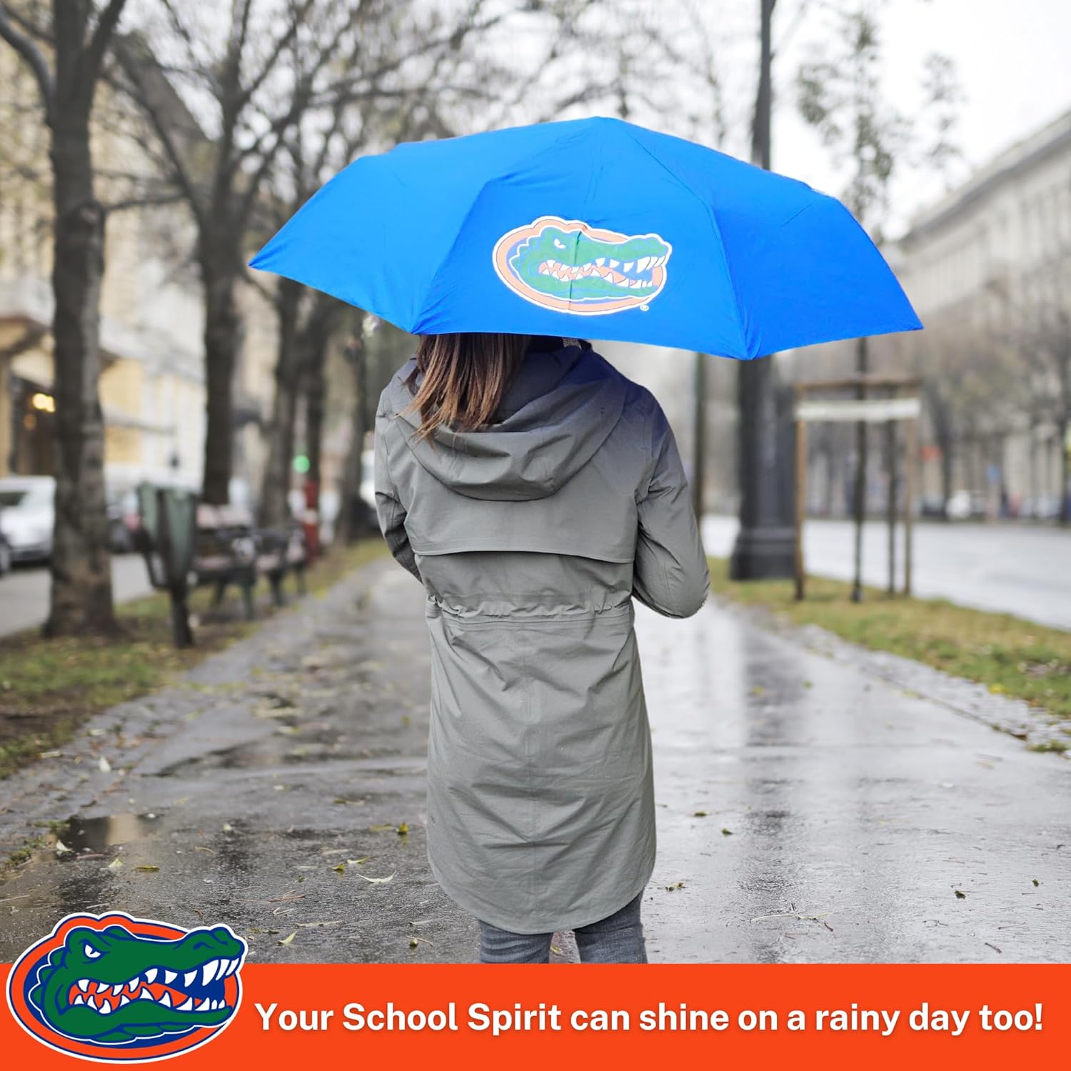 Storm Duds Mini Compact Storm Umbrella - NCAA Logo 42” Coverage, Folds to 11 Inches- Swivel Clip on Handle - Water, Wind & Rust Resistant, and Flexible Frame