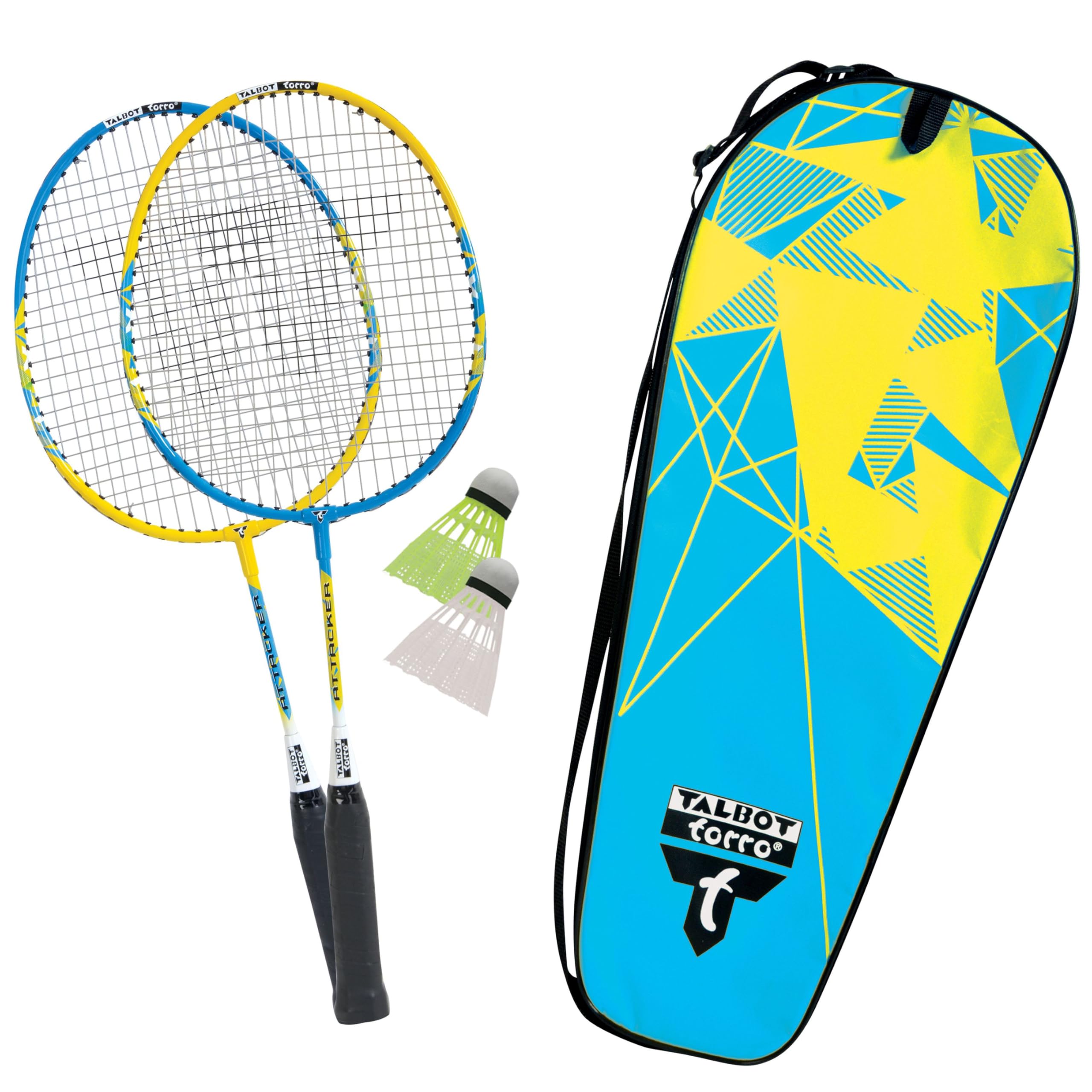 Talbot-Torro 2-Attacker Junior Badminton Set, 2 Shortened Rackets for Kids 53cm, 2 Shuttlecocks, in a Carrybag, 449501