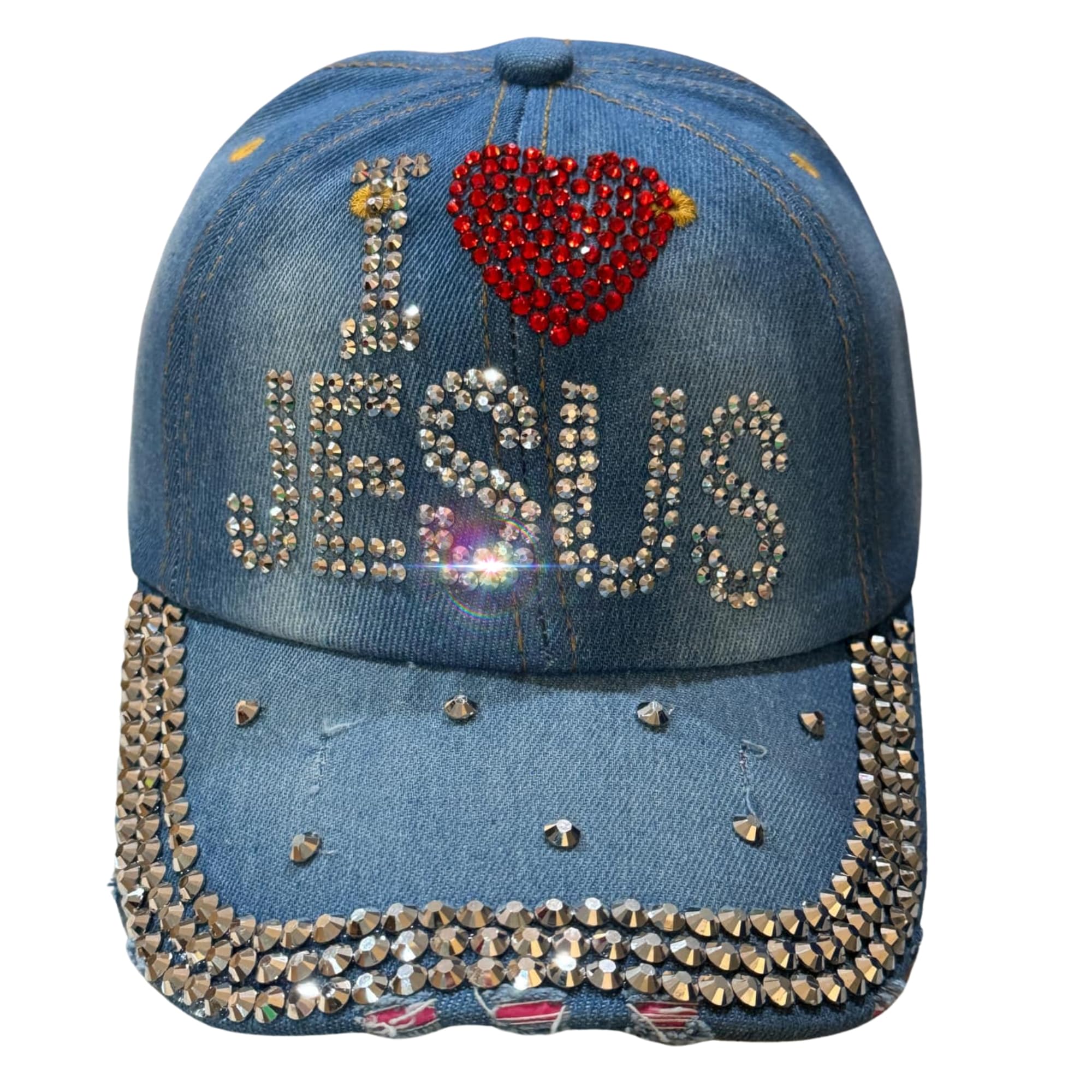 PopfizzyRhinestone Baseball Cap for Women and Girls, Fun Bedazzled Hats, Cute Bling Denim and Diamond Hat, Sparkly Gifts