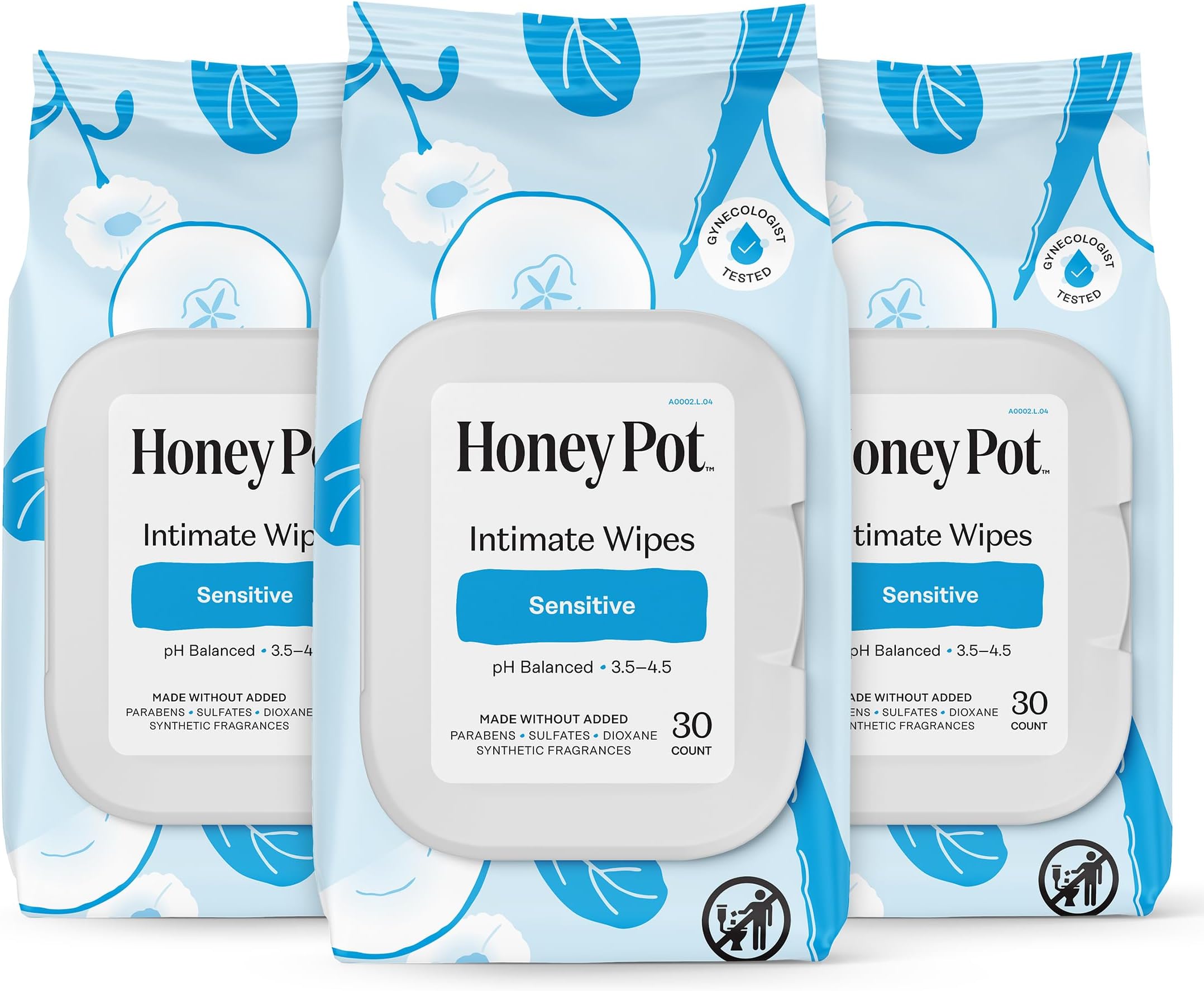 Feminine Wipes - Daily PH Balancing, Fragrance & Sulfate Free Wipes for Intimate Parts, Body, or Face - Hygiene Products - Sensitive 30 ct (Pack 3)